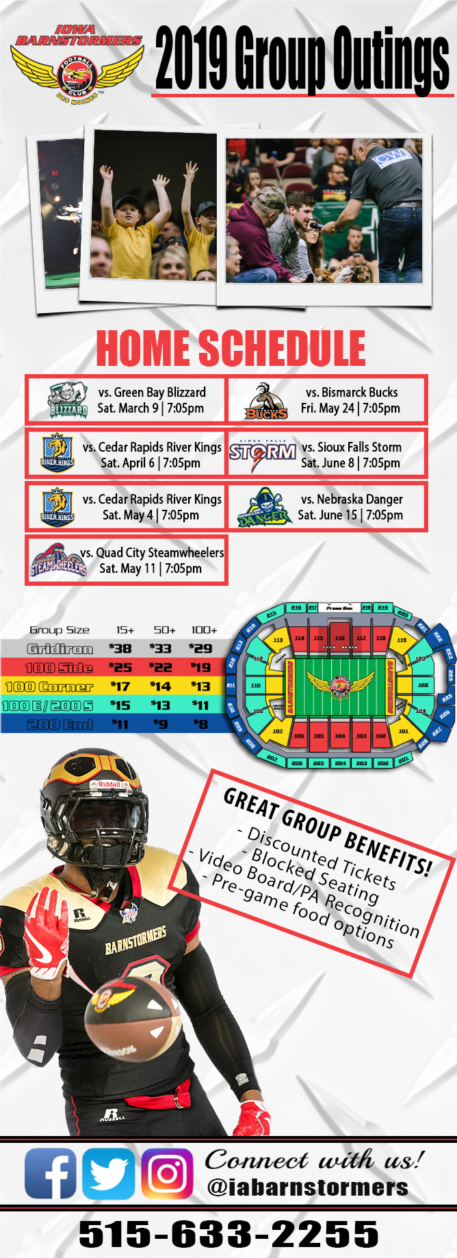 Official site of the Iowa Barnstormers Group Packages